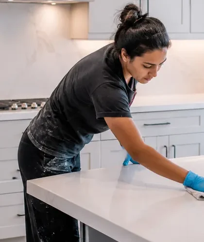 Professional Airbnb cleaning service preparing a North Miami, FL short-term rental for guests